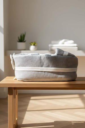 Bow Kurdele Gri Bebek Taşıma Çantası