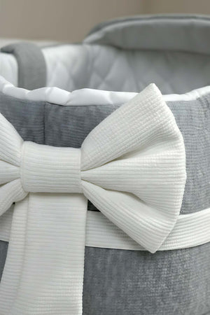 Bow Kurdele Gri Bebek Taşıma Çantası