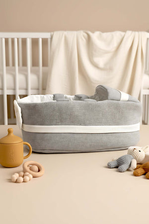 Bow Kurdele Gri Bebek Taşıma Çantası