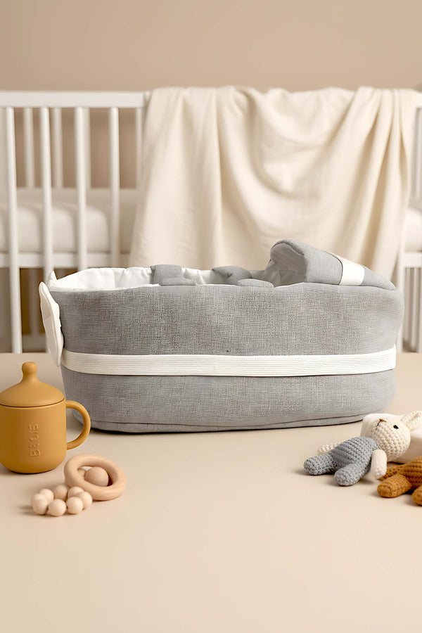 Bow Kurdele Gri Bebek Taşıma Çantası