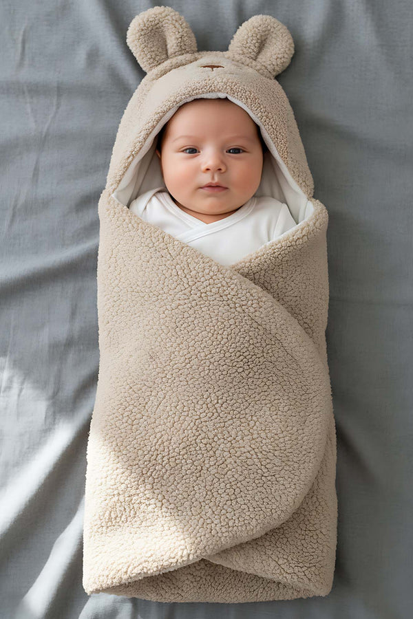 Tavşan Kulaklı Peluş Bebek Kundağı