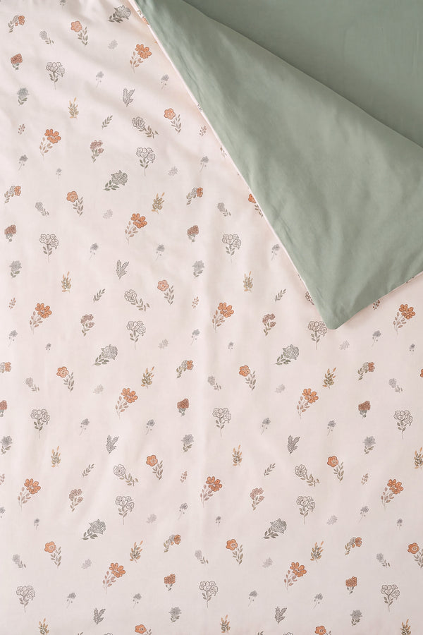 Blush Nefes Alan Pamuklu Tek Kişilik Nevresim Takımı - desen ve astar kumaş detayı