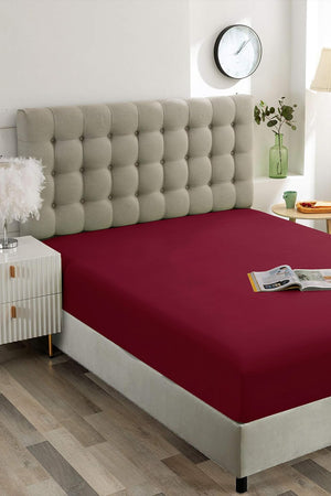 Bordo Çift Kişilik Lastikli Çarşaf 160x200