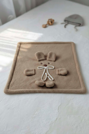 Ayıcık Figürlü Kahverengi Peluş Bebek Battaniyesi