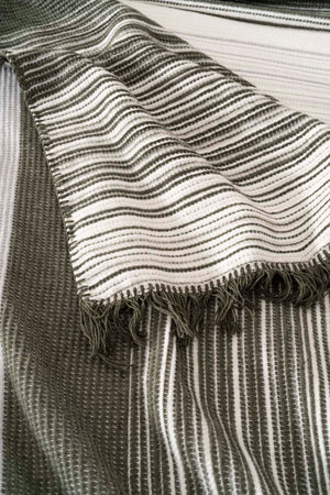 Veloura Haki Çift Kişilik Püsküllü Battaniye