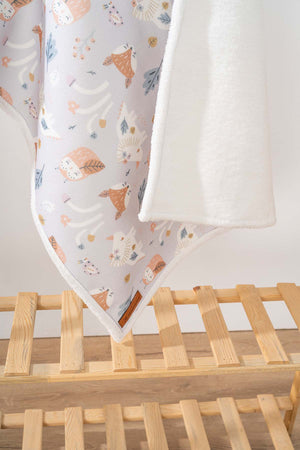 Fluffy Bebek Battaniyesi 70x100 Cm Gri Hayvanlı Desen