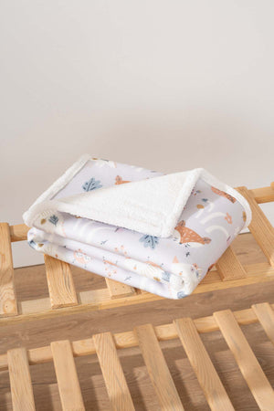 Fluffy Bebek Battaniyesi 70x100 Cm Gri Hayvanlı Desen