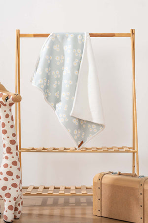 Fluffy Bebek Battaniyesi 70x100 Cm Yeşil Papatya Desen