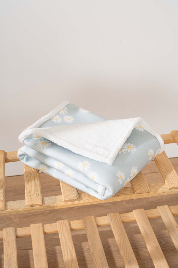 Fluffy Bebek Battaniyesi 70x100 Cm Yeşil Papatya Desen