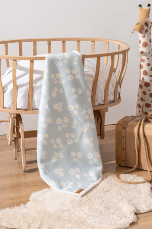 Fluffy Bebek Battaniyesi 70x100 Cm Yeşil Papatya Desen