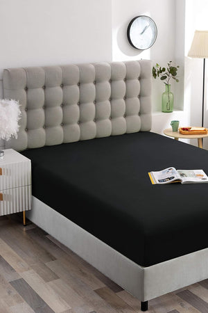 Siyah Tek Kişilik Lastikli Çarşaf 100x200