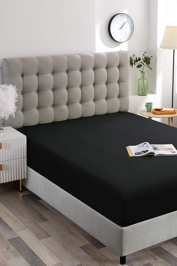Siyah Tek Kişilik Lastikli Çarşaf 100x200