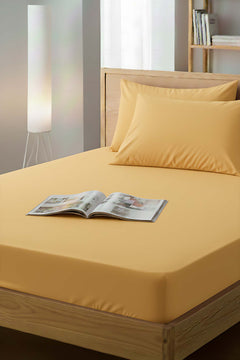 Sarı Pamuklu Tek Kişilik Lastikli Çarşaf 100x200