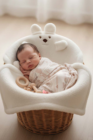 Ayıcık Figürlü Beyaz Peluş Bebek Battaniyesi