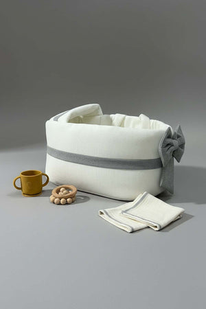 Bow Gri Kurdele Bebek Taşıma Çantası