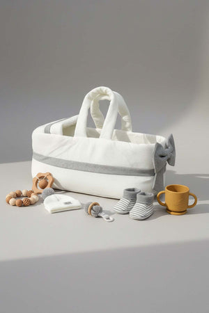 Bow Gri Kurdele Bebek Taşıma Çantası