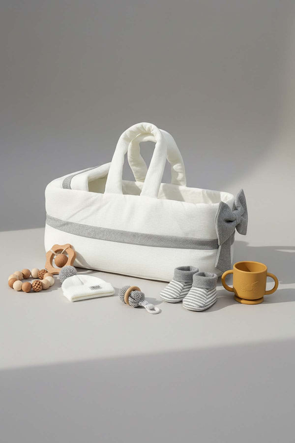 Bow Gri Kurdele Bebek Taşıma Çantası