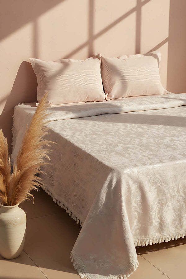 Style Pudra Çift Kişilik Yatak Örtüsü Takımı 3 Parça Uyku & Çeyiz Seti