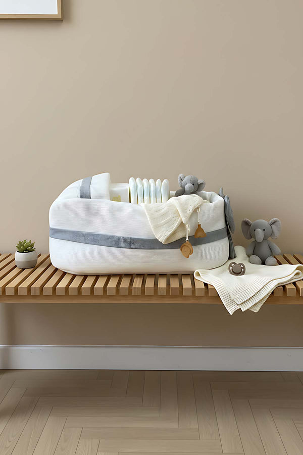 Bow Gri Kurdele Bebek Taşıma Çantası