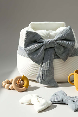 Bow Gri Kurdele Bebek Taşıma Çantası