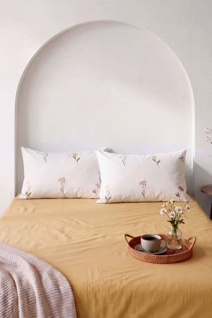 Sarı Bella Çift Kişilik Düz Çarşaf Takımı - 3 Parça