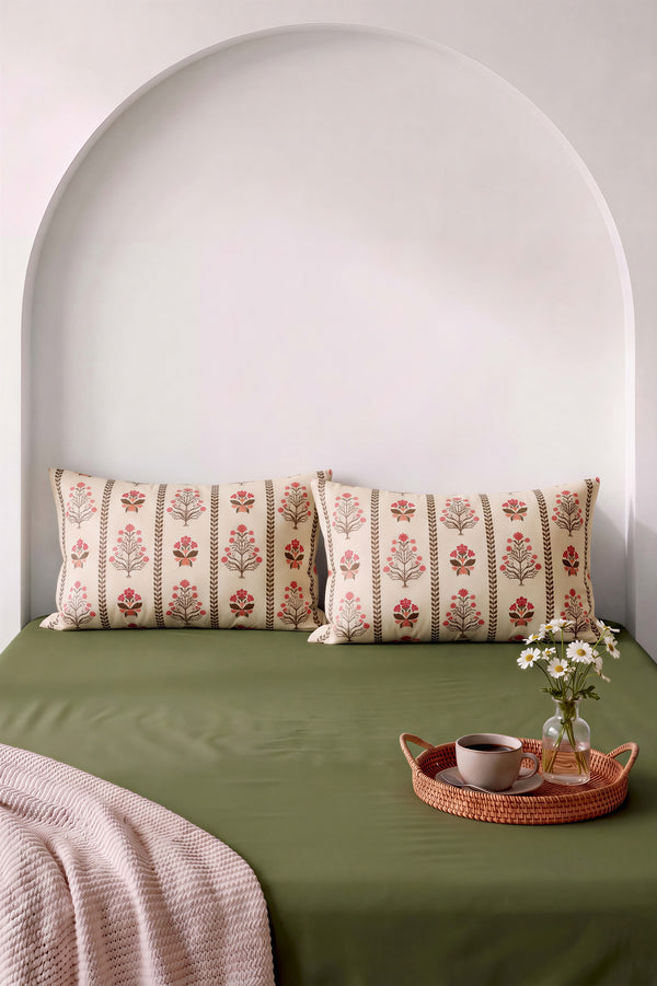 Haki Lora Çift Kişilik Lastikli Çarşaf Takımı 160x200 cm - 3 Parça