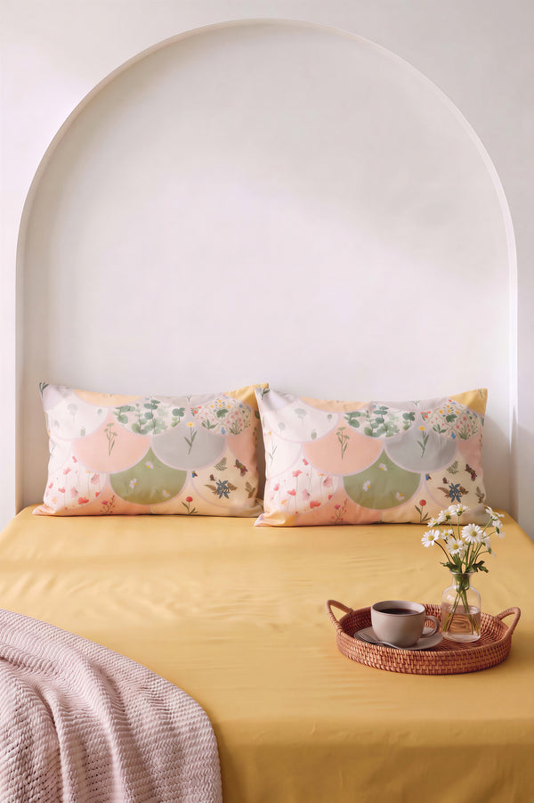 Sarı Alora Çift Kişilik Düz Çarşaf Takımı - 3 Parça