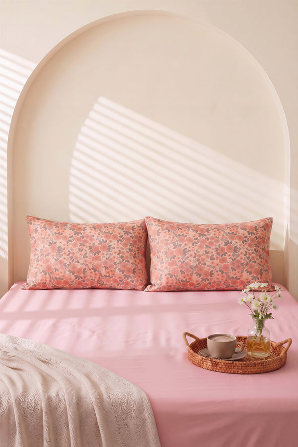 Pudra Pembe Bahar Çift Kişilik Düz Çarşaf Takımı - 3 Parça