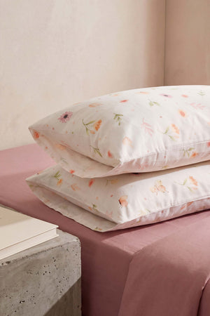 Pudra Kahve Soft Çiçekli Çift Kişilik Lastikli Çarşaf Takımı 160x200 cm - 3 Parça