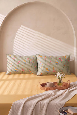 Sarı Begonvil Çift Kişilik Lastikli Çarşaf Takımı 160x200 cm - 3 Parça