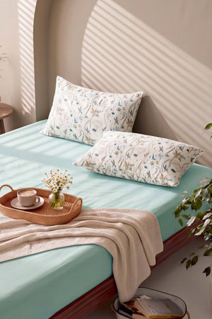Yeşil Gardenya Çift Kişilik Lastikli Çarşaf Takımı 160x200 cm - 3 Parça