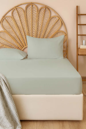 Açık Yeşil Çift Kişilik Pamuklu Outlet Düz Çarşaf