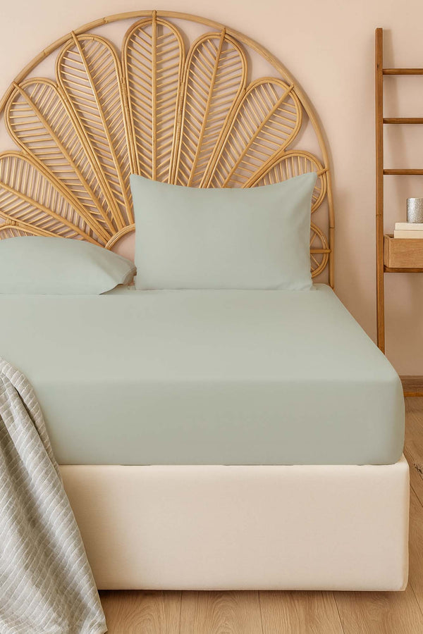 Açık Yeşil Çift Kişilik Pamuklu Outlet Düz Çarşaf