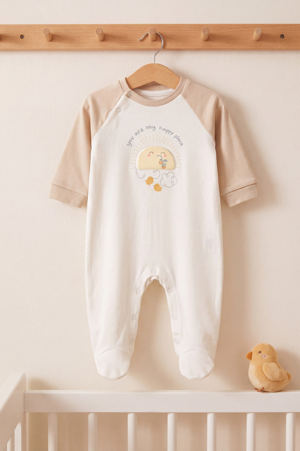 My Happy Place Güneş Kabartmalı %100 Pamuklu Bebek Tulumu 0-1 Ay