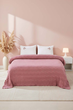 Felix Rose Nakışlı Çift Kişilik Pike Takımı 4 Parça Uyku & Çeyiz Seti