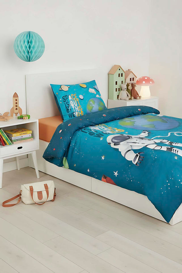 Little Astronot %100 Pamuklu Tek Kişilik Çocuk Nevresim Takımı