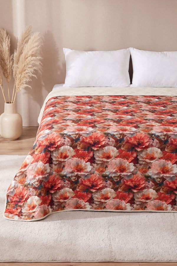 Gelincik Çiçeği 5D Çok Amaçlı Çift Kişilik Baskılı Pike & Yatak Örtüsü 200x220 cm