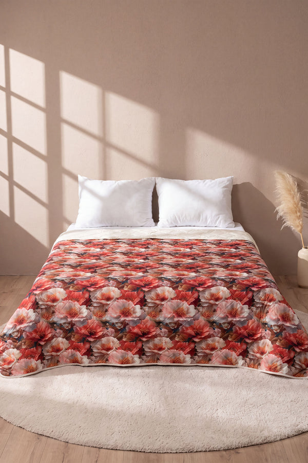 Gelincik Çiçeği 5D Çok Amaçlı Çift Kişilik Baskılı Pike & Yatak Örtüsü 200x220 cm