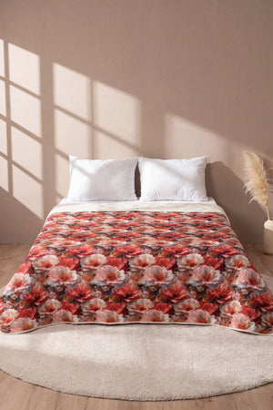 Gelincik Çiçeği 5D Çok Amaçlı Çift Kişilik Baskılı Pike & Yatak Örtüsü 200x220 cm – görsel 2