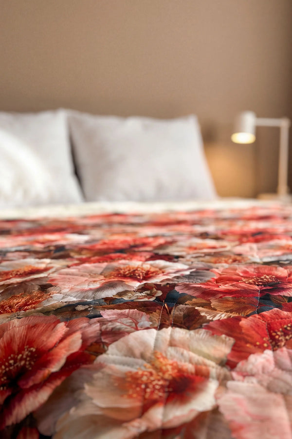 Gelincik Çiçeği 5D Çok Amaçlı Çift Kişilik Baskılı Pike & Yatak Örtüsü 200x220 cm – görsel 3