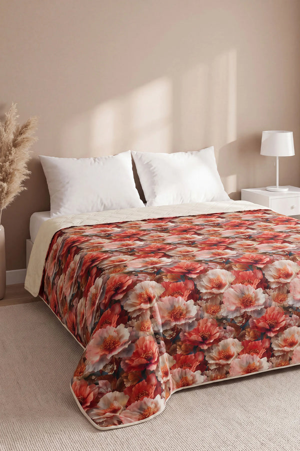 Gelincik Çiçeği 5D Çok Amaçlı Çift Kişilik Baskılı Pike & Yatak Örtüsü 200x220 cm – görsel 4