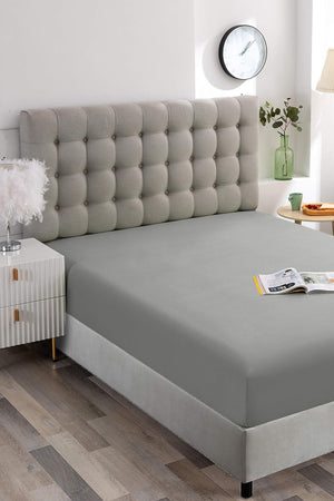 Gri Tek Kişilik Lastikli Çarşaf 100x200
