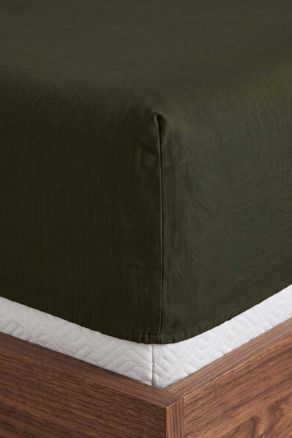 Haki Pamuklu Çift Kişilik Lastikli Çarşaf 160x200 – görsel 4