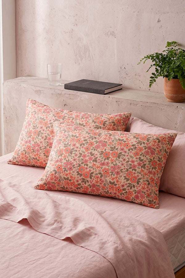 Pudra Pembe Bahar Çift Kişilik Düz Çarşaf Takımı - 3 Parça