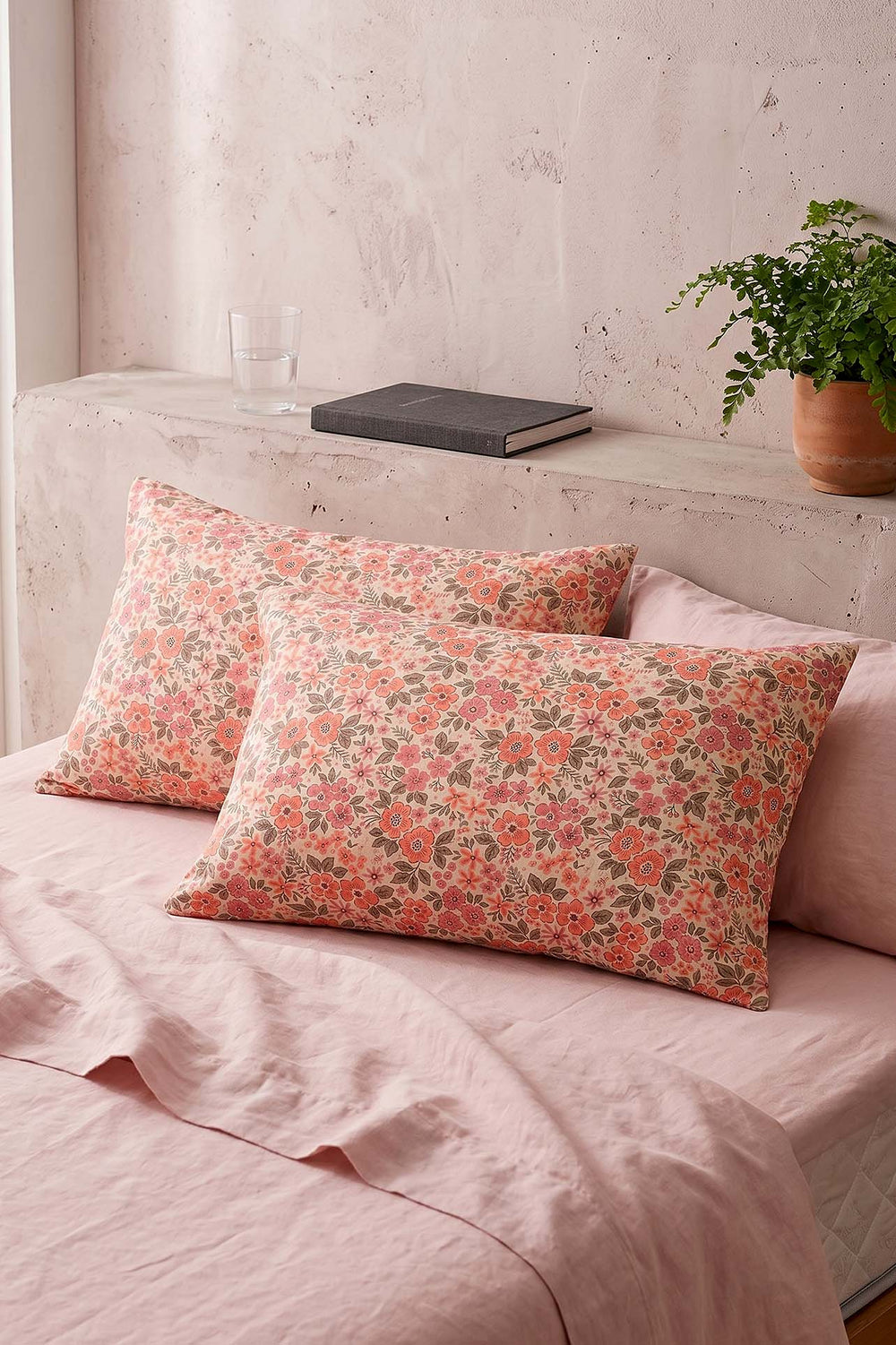 Pembe Bahar Pamuklu 2'li Yastık Kılıfı 50x70 cm