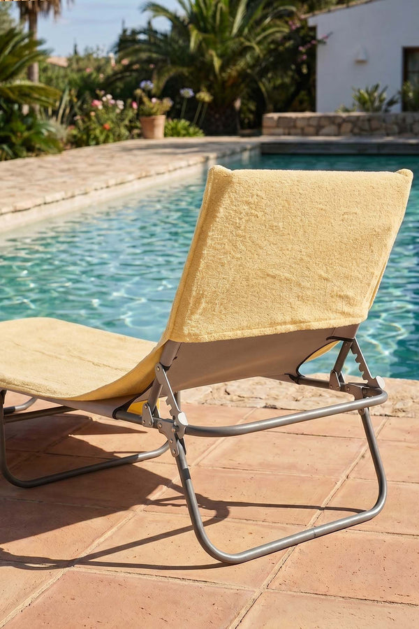 Sarı %100 Pamuk Şezlong Havlusu, 60x180 cm, Hızlı Kuruyan Plaj Havlusu