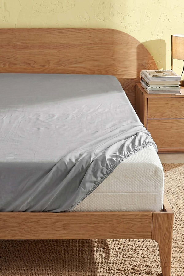 Gri Ranforce Pamuklu Çift Kişilik Lastikli Çarşaf Seti - 3 Parça - 160x200 cm