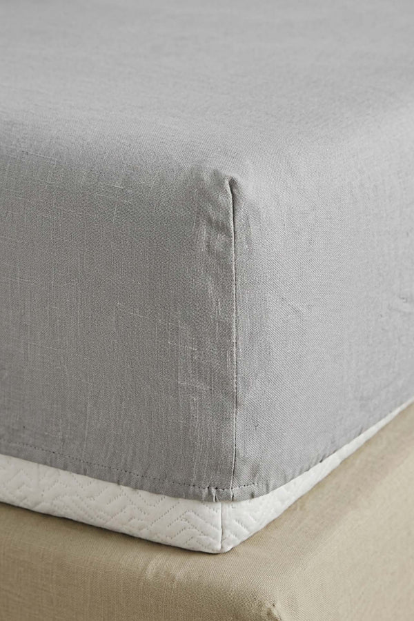 Gri Ranforce Pamuklu Çift Kişilik Lastikli Çarşaf Seti - 3 Parça - 160x200 cm