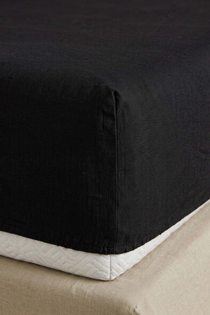 Siyah Ranforce Pamuklu Çift Kişilik Lastikli Çarşaf Seti - 3 Parça - 160x200 cm