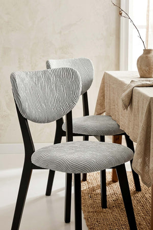 Taş Renk Jakarlı Likralı Esnek Sandalye Kılıfı Takımı - 6'lı Set